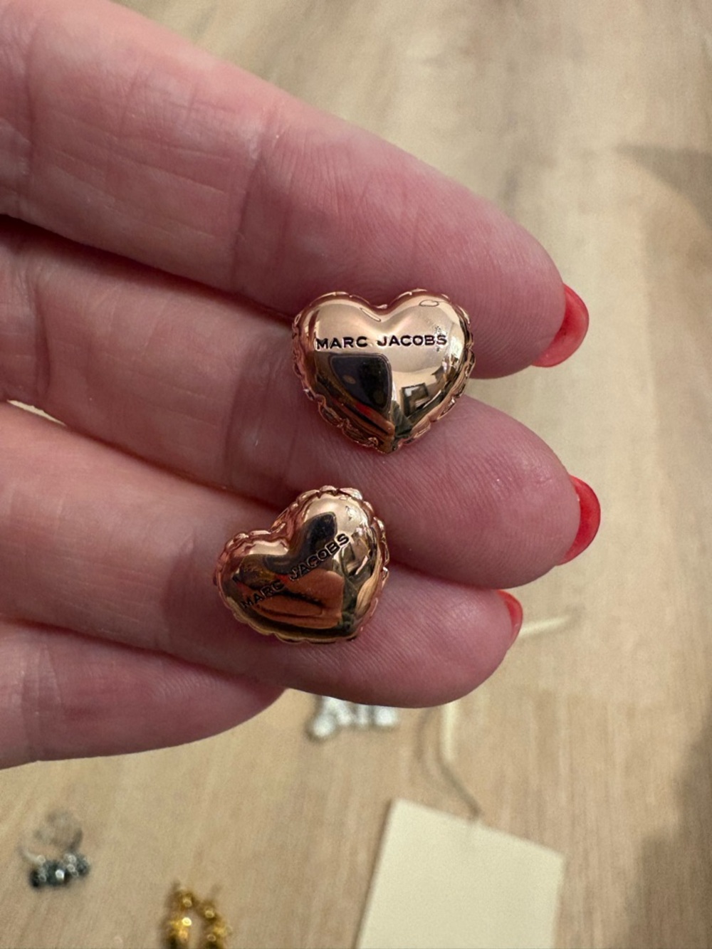 NWOT Marc Jacobs Rose Gold Ballon Heart Stud Earrings